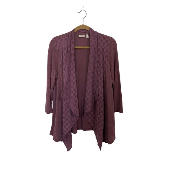 LOGO by Lori Goldstein Open Front Cardigan Size Medium Purple Boho Contemporary - Picture 1 of 5